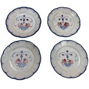 Vietri Dinner Plates Campagna Solimene Love Birds 10in Blue White Set of 4 Italy